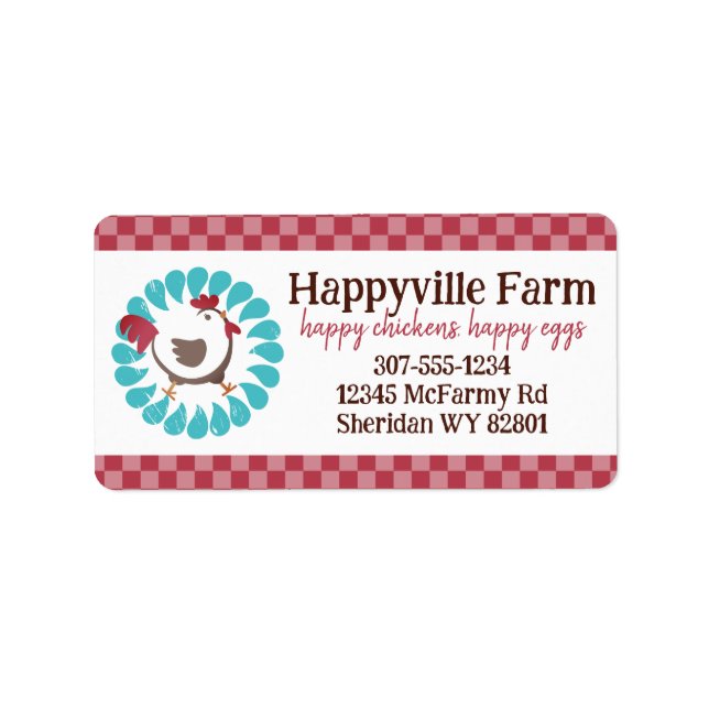 Happy chicken free range farm eggs carton label (Front)