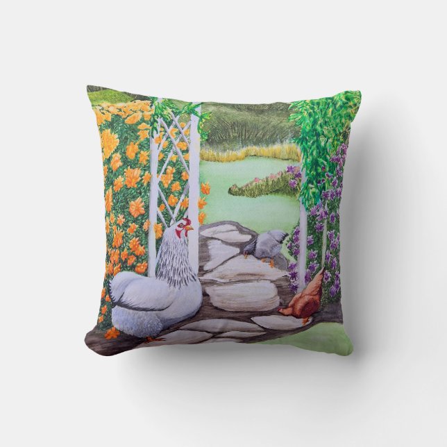 Happy Chicken Garden  Cushion (Front)