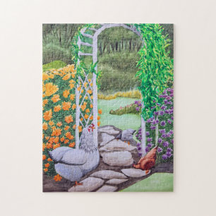 Happy Chicken Garden Jigsaw Puzzle