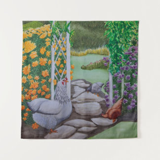 Happy Chicken Park Tapestry