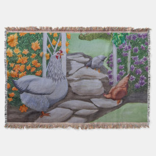 Happy Chicken Park Throw Blanket