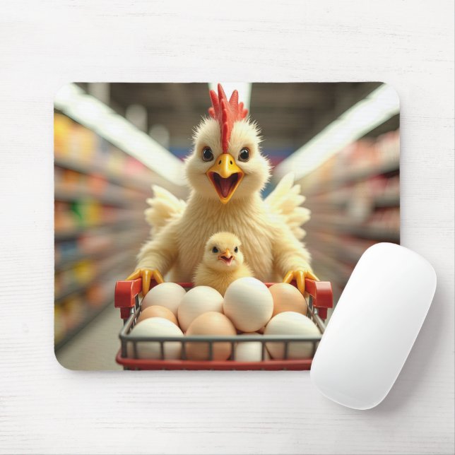 Happy Chicken Shopper Mouse Mat (With Mouse)