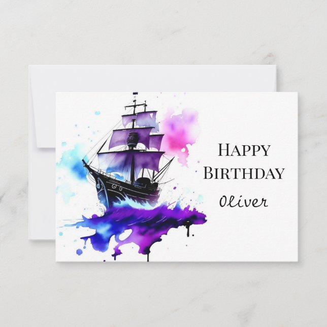 Happy Children Ahoy Pirate Birthday Card (Front)