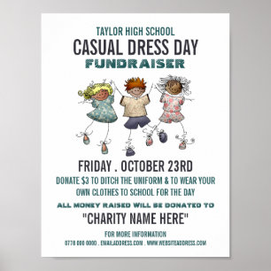 Happy Children, Casual Dress Day Fundraiser Advert Poster