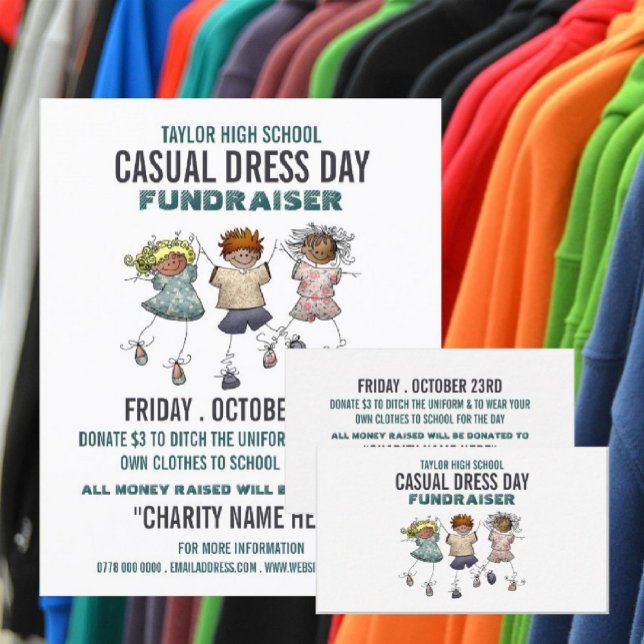 Happy Children, Casual Dress Day Fundraiser Business Card (Creator Uploaded)
