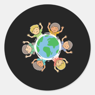 Happy Children - Environmental Protection Earth Da Classic Round Sticker