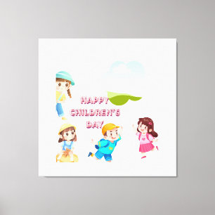 Happy children's day Cute kids wall Canvas Print