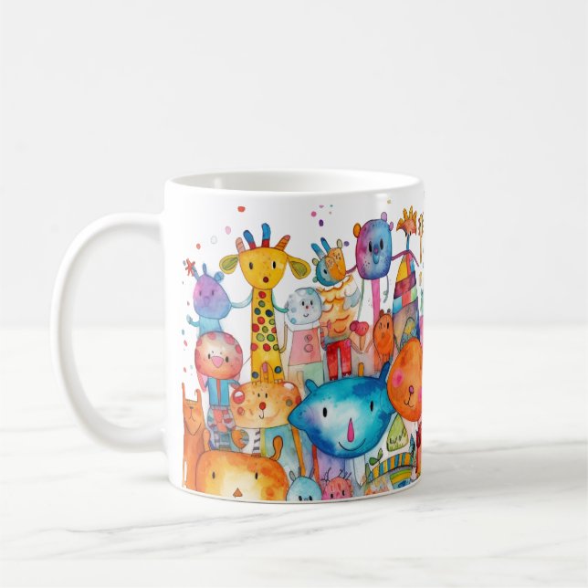 Happy Children's drawing Farm animals Coffee Mug (Left)