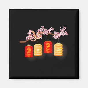Happy Chinese Lunar New Year 2026 Horse Flowers La Magnet
