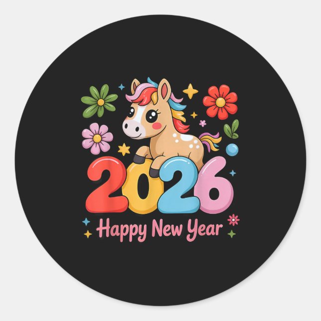 Happy Chinese Lunar New Year 2026 Year Of The Fire Classic Round Sticker (Front)