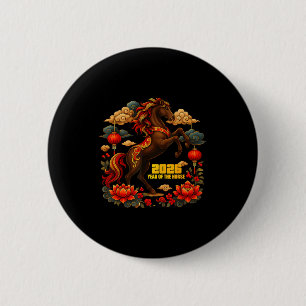 Happy Chinese Lunar New Year Of The Horse 2026  6 Cm Round Badge