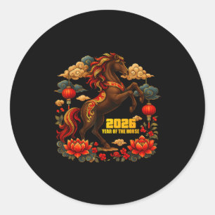Happy Chinese Lunar New Year Of The Horse 2026 Classic Round Sticker