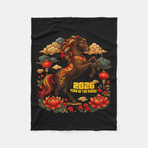 Happy Chinese Lunar New Year Of The Horse 2026  Fleece Blanket