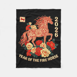 Happy Chinese Lunar New Year Of The Horse 2026 Kid Fleece Blanket