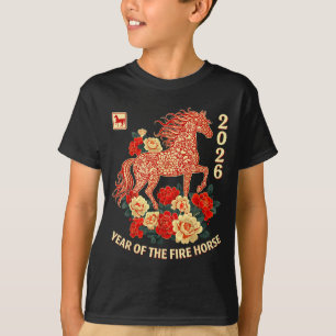 Happy Chinese Lunar New Year Of The Horse 2026 Kid T-Shirt