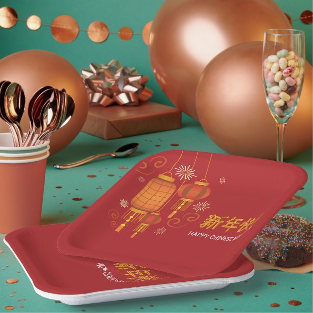Happy Chinese Lunar New Year Paper Plate (Multi)