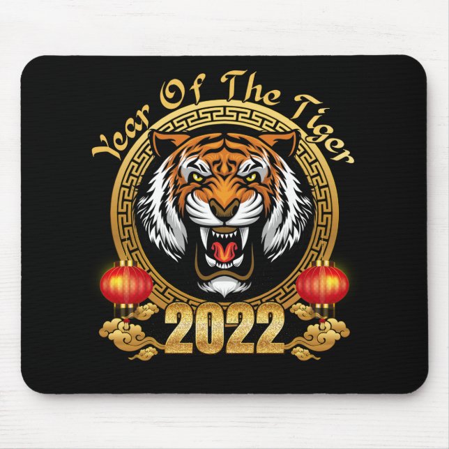 Happy Chinese New Year 2022 Year of the Tiger Mouse Mat (Front)