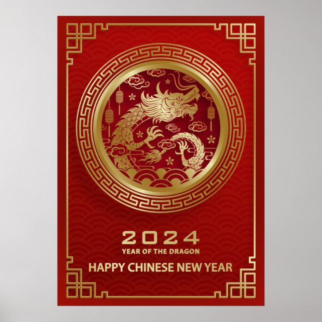 Happy Chinese New Year 2024 Lunar New year 2024 Poster (Front)