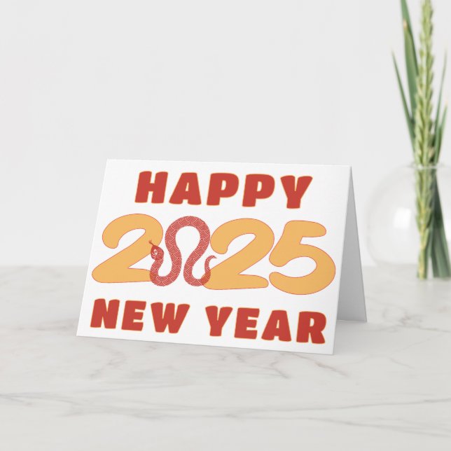 Happy Chinese New Year 2025 Lunar Snake Bold Text Holiday Card (Front)
