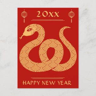 Happy Chinese New Year 2025 Lunar Snake Holiday Postcard