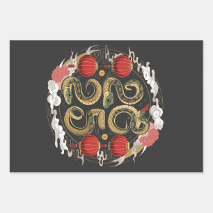 Happy Chinese New Year 2025 Snake Culture Wrapping Paper Sheet