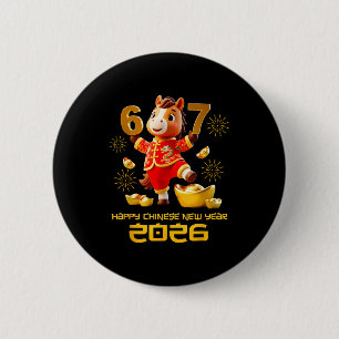 Happy Chinese New Year 2026 Funny Horse 6 7 Meme 6 6 Cm Round Badge
