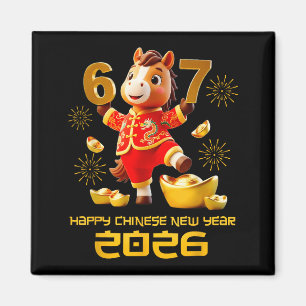 Happy Chinese New Year 2026 Funny Horse 6 7 Meme 6 Magnet