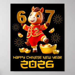 Happy Chinese New Year 2026 Funny Horse 6 7 Meme 6 Poster