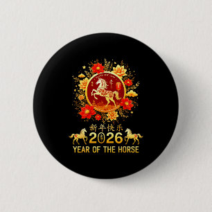 Happy Chinese New Year 2026 Lunar Year Of The Hors 6 Cm Round Badge