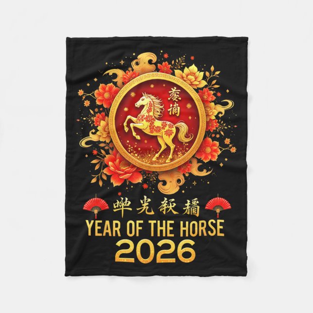 Happy Chinese New Year 2026 Lunar Year Of The Hors Fleece Blanket (Front)