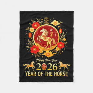 Happy Chinese New Year 2026 Lunar Year Of The Hors Fleece Blanket