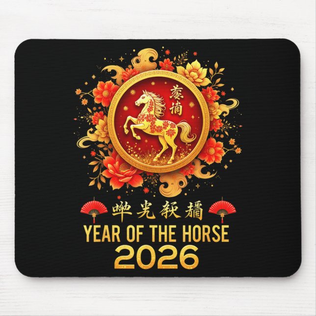 Happy Chinese New Year 2026 Lunar Year Of The Hors Mouse Mat (Front)