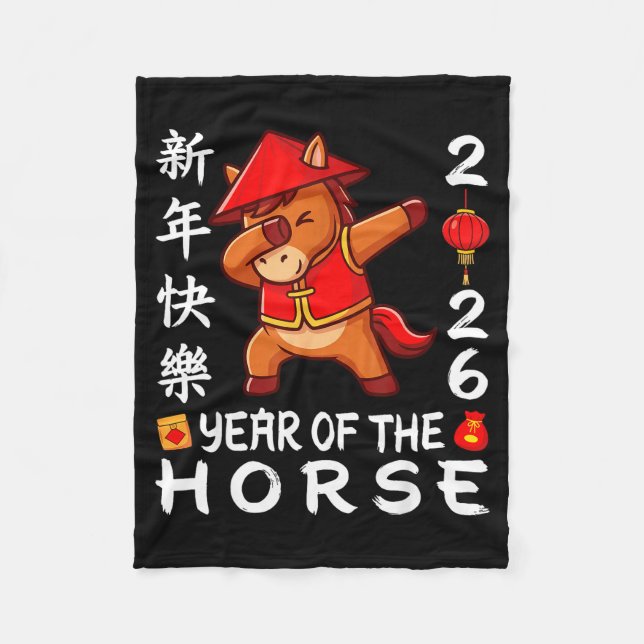 Happy Chinese New Year 2026 Year Of The Horse 2026 Fleece Blanket (Front)
