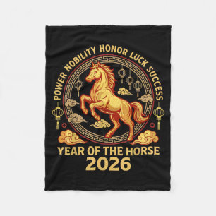 Happy Chinese New Year 2026 Year Of The Horse 2026 Fleece Blanket