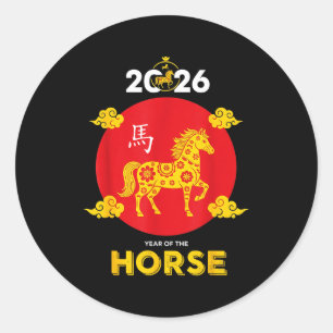 Happy Chinese New Year 2026 Year Of The Horse  Classic Round Sticker