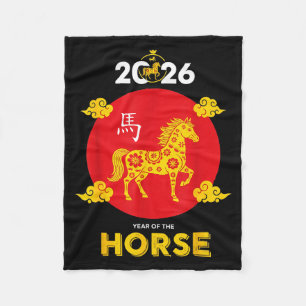 Happy Chinese New Year 2026 Year Of The Horse Fleece Blanket