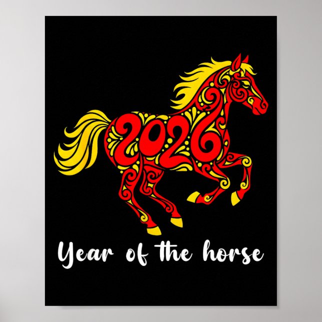 Happy Chinese New Year 2026 Year Of The Horse Horo Poster (Front)