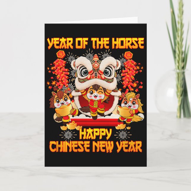 Happy Chinese New Year 2026 Year Of The Horse Kid  Card (Front)