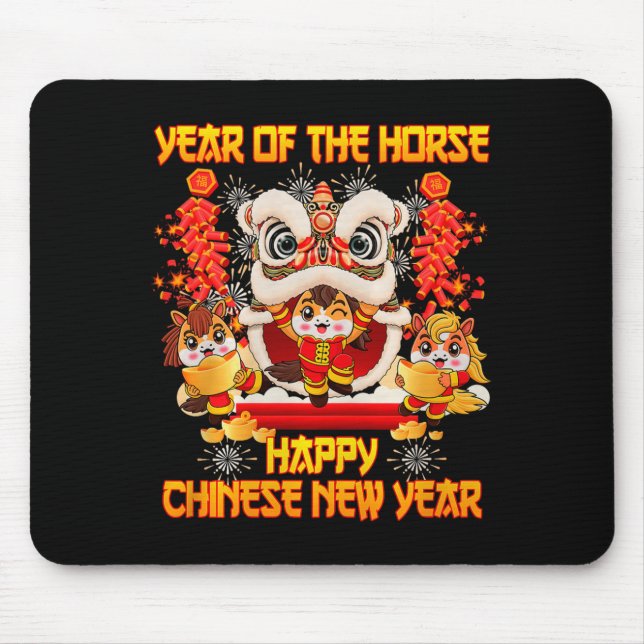 Happy Chinese New Year 2026 Year Of The Horse Kid  Mouse Mat (Front)