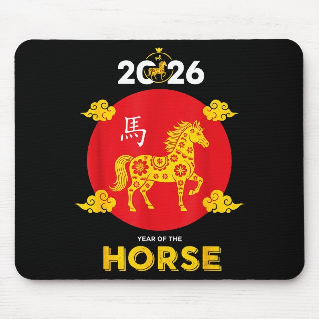 Happy Chinese New Year 2026 Year Of The Horse  Mouse Mat (Front)