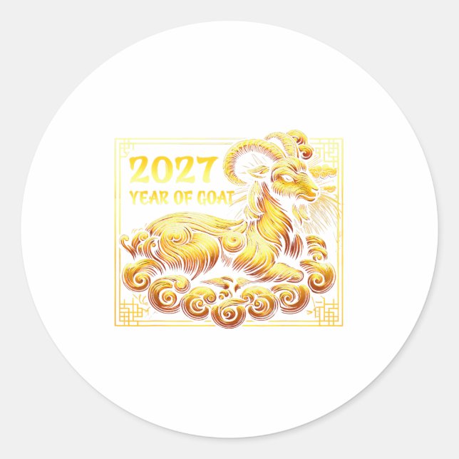 Happy Chinese New Year 2027 - Lunar New Year Goat  Classic Round Sticker (Front)