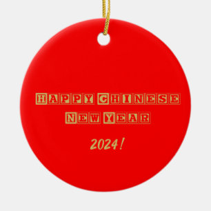 Happy Chinese New Year Ceramic Tree Decoration