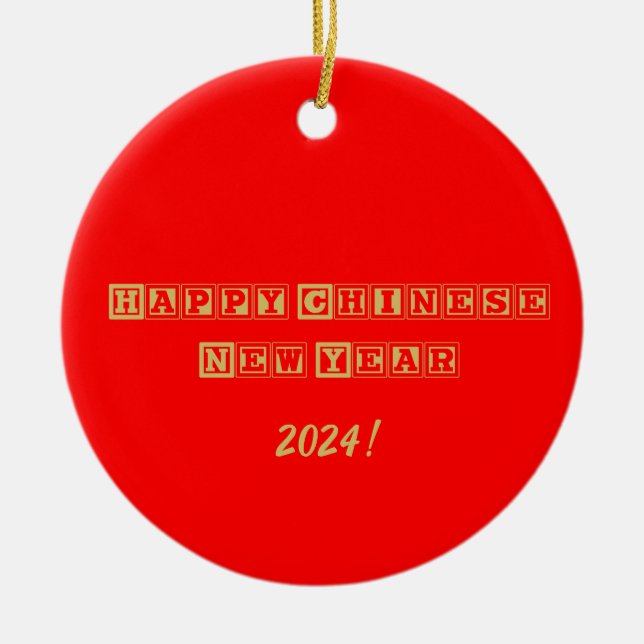 Happy Chinese New Year Ceramic Tree Decoration (Front)