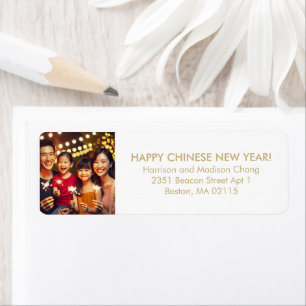 Happy Chinese New Year custom photo gold and white