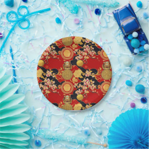 Happy Chinese New Year modern asian pattern Paper Plate