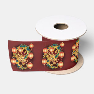 Happy Chinese New Year modern asian pattern Satin Ribbon