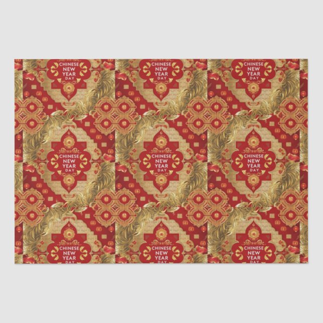 Happy Chinese New Year modern asian pattern Tissue Paper (Front)