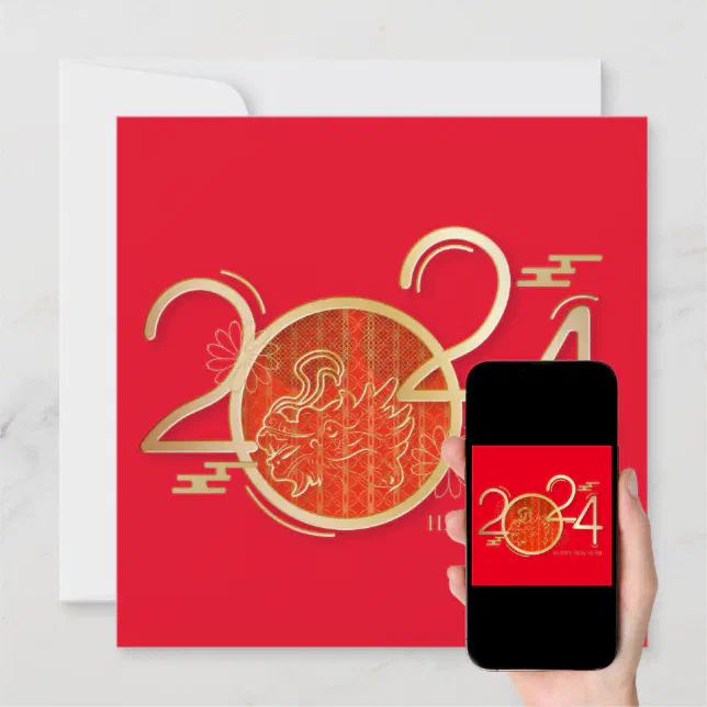 Happy Chinese New Year of Dragon 2024 Holiday Card | Zazzle