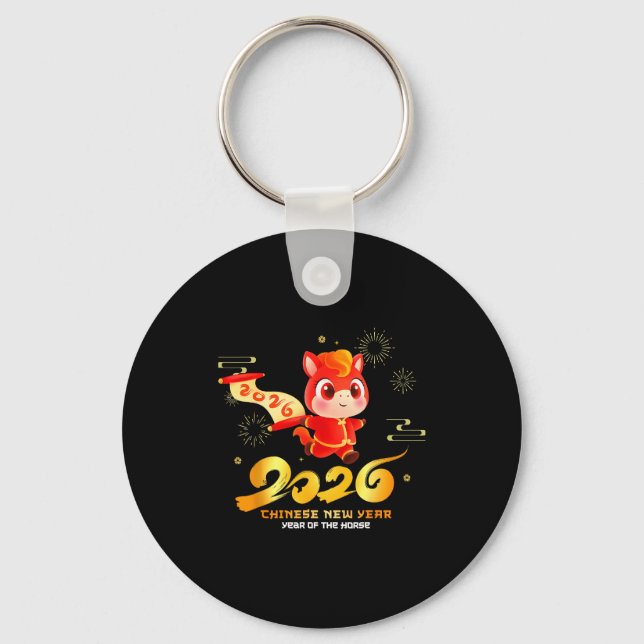 Happy Chinese New Year Of Horse Cartoon Cute For K Key Ring (Front)