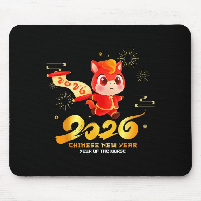 Happy Chinese New Year Of Horse Cartoon Cute For K Mouse Mat (Front)